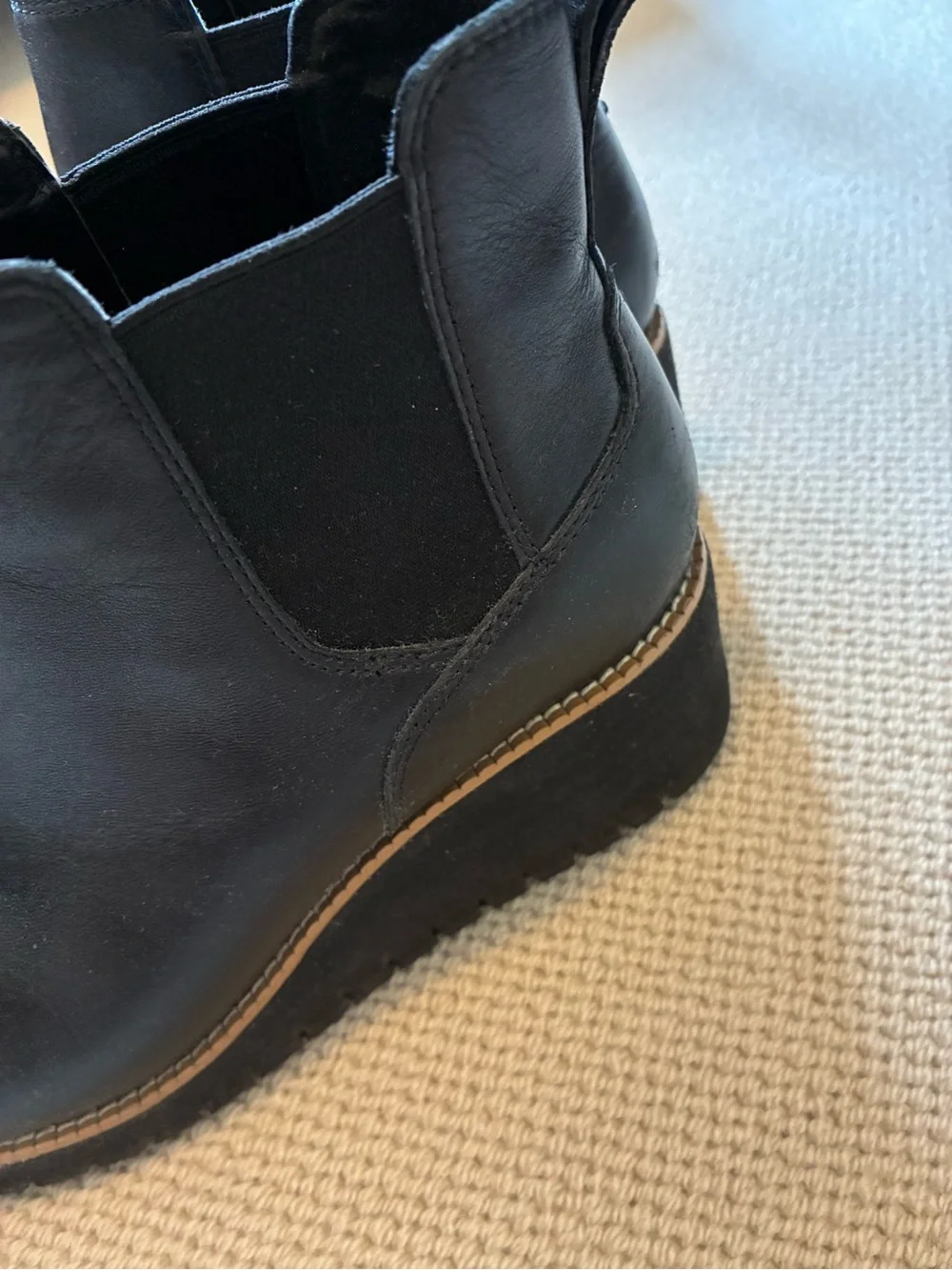 Cole Haan Black Leather Boots Wedge 8B